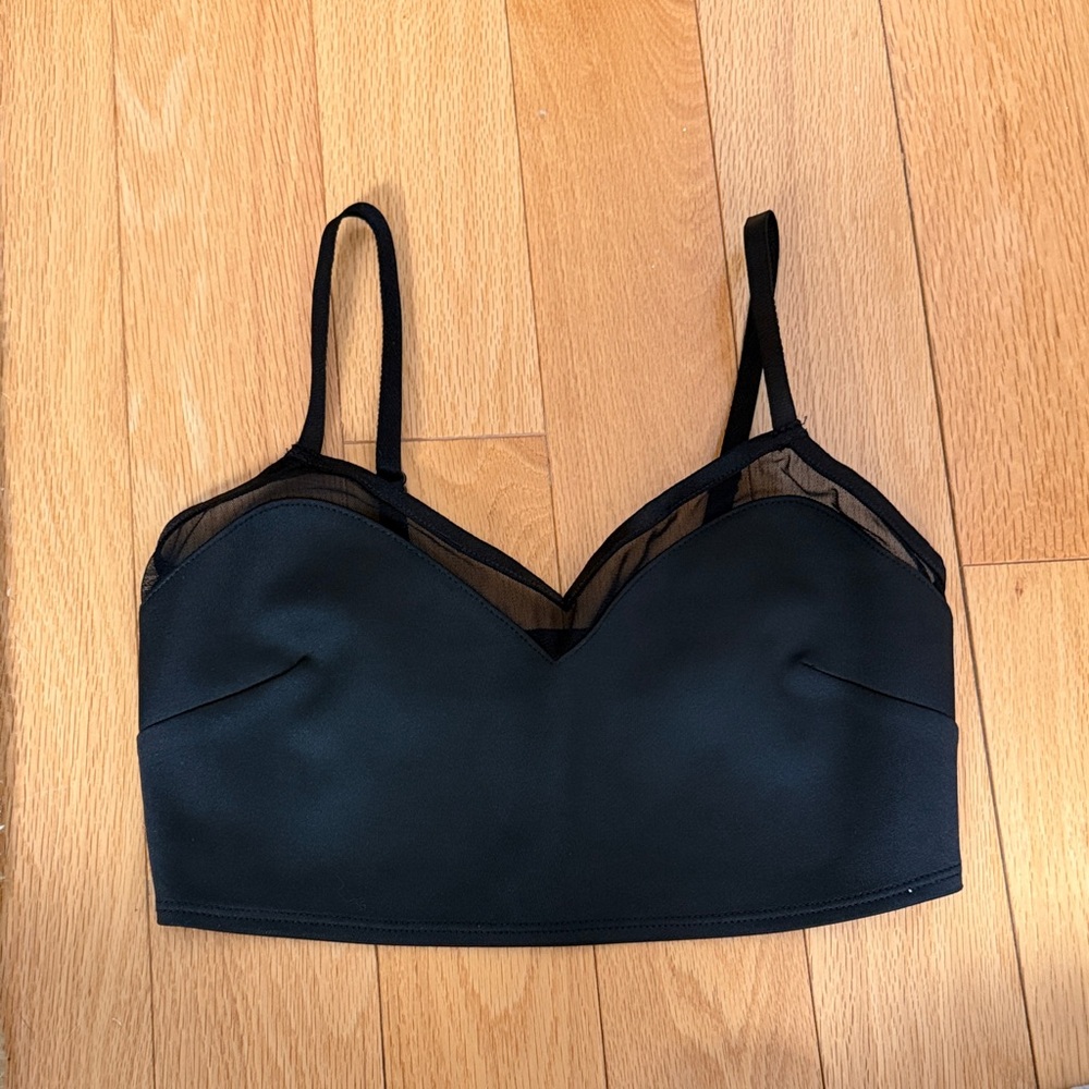Topshop Mesh Trim Black Bralette - Women's Intimates